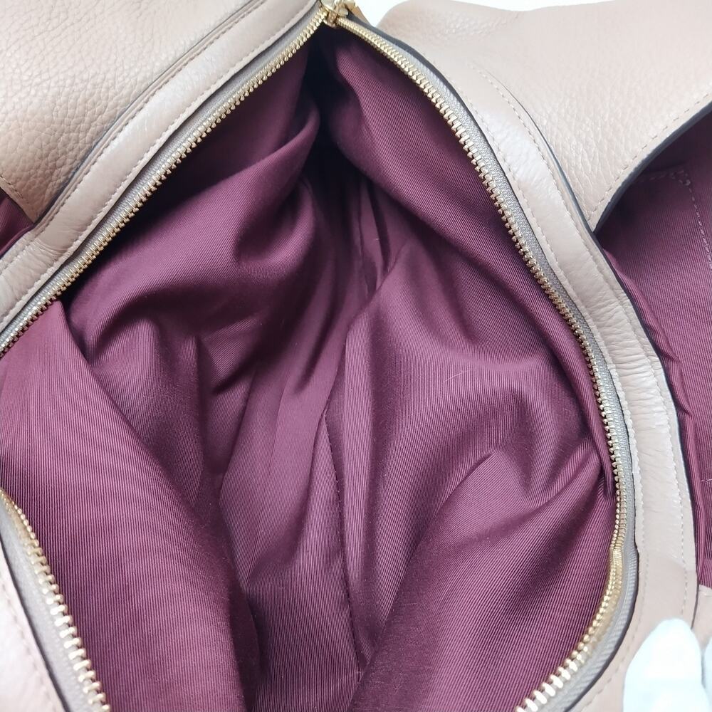 Coach Hallie Beige Leather 3 Compartments Shoulder Bag - Picture 11 of 16